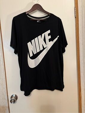 Nike Black T-Shirt with Large White Logo Swoosh